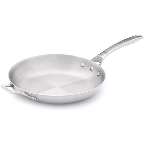 10 Calphalon 1948246 Signature Stainless Steel Covered Skillet Silver 10 Calphalon 1948246 Signature Stainless Steel Covered Skillet Silver